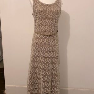 Sharagano long tan dress
